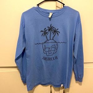 Amerrickan Blue Skull Island Long Sleeve Shirt